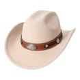 thumbnail image 1 of Gtoiithly Women Men Cowboy Hats Unisex British Style Straight Brim Western Cowboy Hat Classic Vintage Design for Outdoor Casual Wear and Country Style Beige, 1 of 4