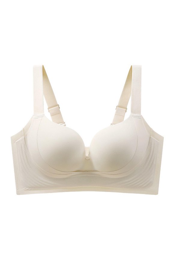 Women'S Lift-Up Seamless Latex Underwear Women'S Big Breasts Slimming Smaller Breasts-Reducing Anti-Sagging Bra Beige 34