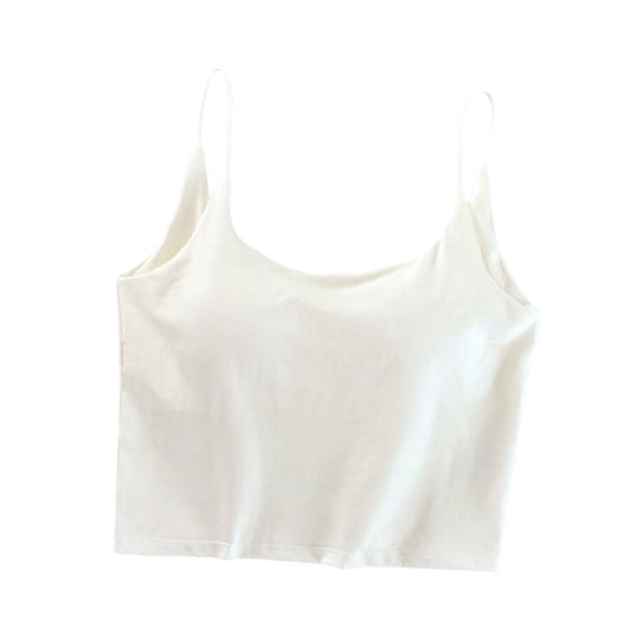 Gtoiithly Women U-Back Thin Spaghetti Strap Slim Fit Crop Tank Top, Summer Layering Undergarment White XL