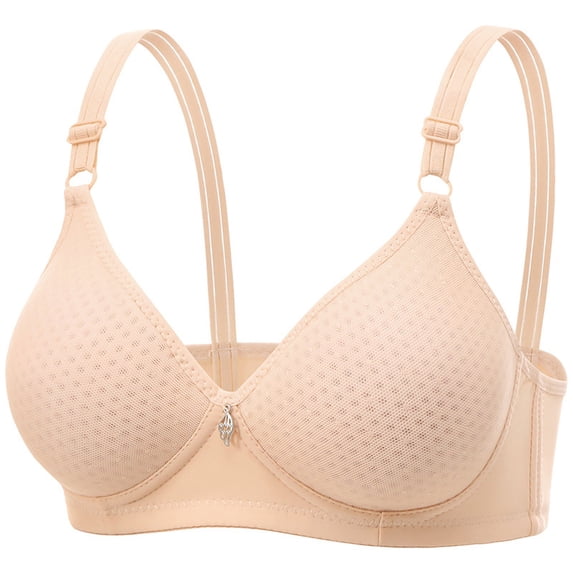 Gtoiithly Women's Breathable Mesh Comfort Bra, Adjustable Straps, Lightweight & Supportive for All-Day Wear Beige 40