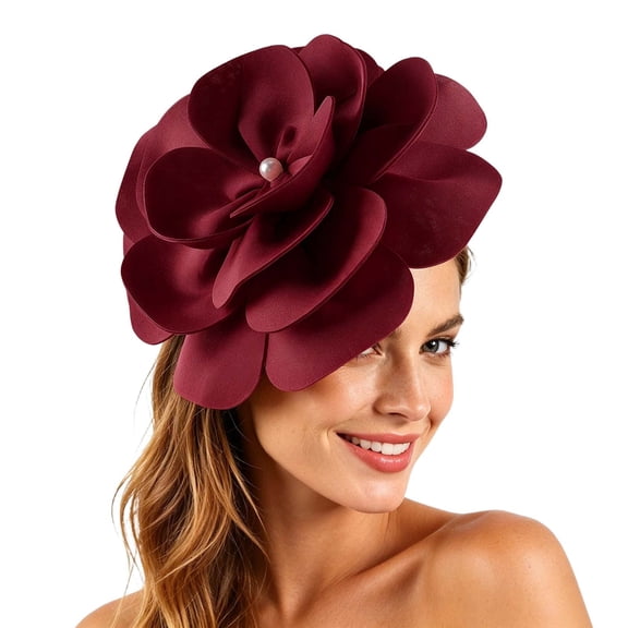 Gtoiithly Women's Elegant Flower Fascinator Hat, Feather Headpiece for Bridal Shower, Wedding, Formal Events &