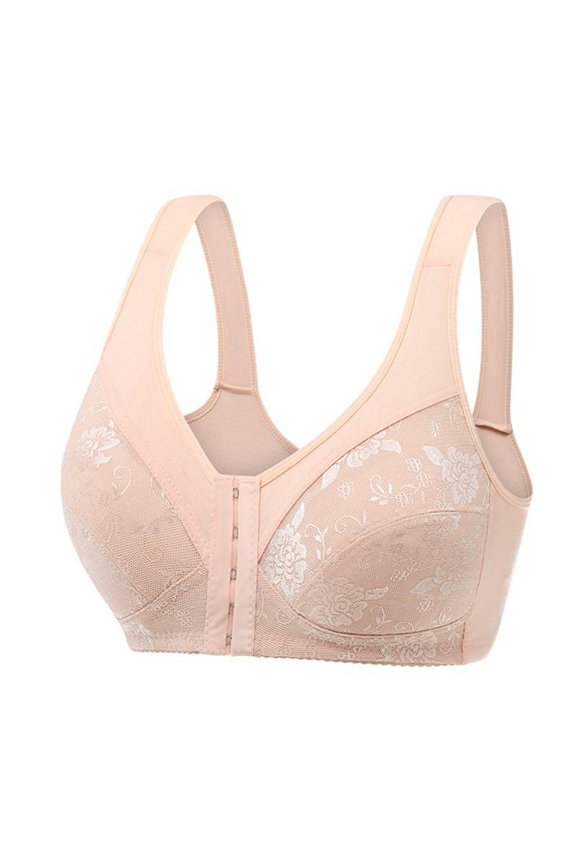 Women's Front Clasp Bra Plus Size Comfortable Breathable Underwear Supportive Full Coverage Wireless T-Shirt c1-OTHER 95C