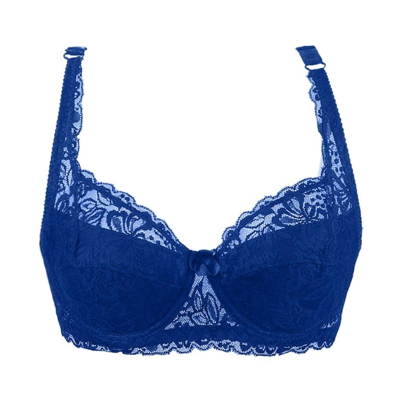 Gtoiithly Women's Lace Bra - Elegant Floral Lace Bra with Supportive Lift & Comfortable Straps for Everyday Wear Blue 85B