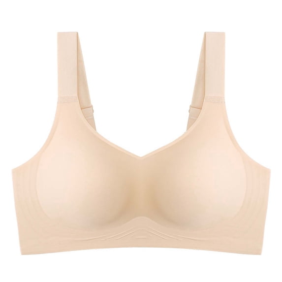 Gtoiithly Women's Push-Up Soft Support Wireless Bra, Seamless Cami Bralette for Yoga & Light Workout Beige XXXL