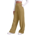 thumbnail image 1 of Gtoiithly Women's Straight Leg Low rise Sweat Pants Wide Leg Sweatpants Drawstring Elastic Low Waist Pants with Pockets Khaki XXL, 1 of 4