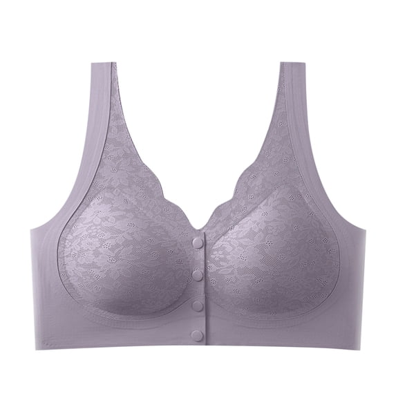 Gtoiithly Women's Wirefree Bra Maternity Nursing Bra for Breastfeeding Comfort Front Opening Wire Free Lightly Padded Support Purple XL