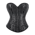 thumbnail image 1 of Gtoiithly Womens Sequin Corset Plus Size Tops with Side Zipper and Back Tie Up Sparkly Black Bustier Boned Corsets for Party Club Performance Black XXXXXXL, 1 of 4
