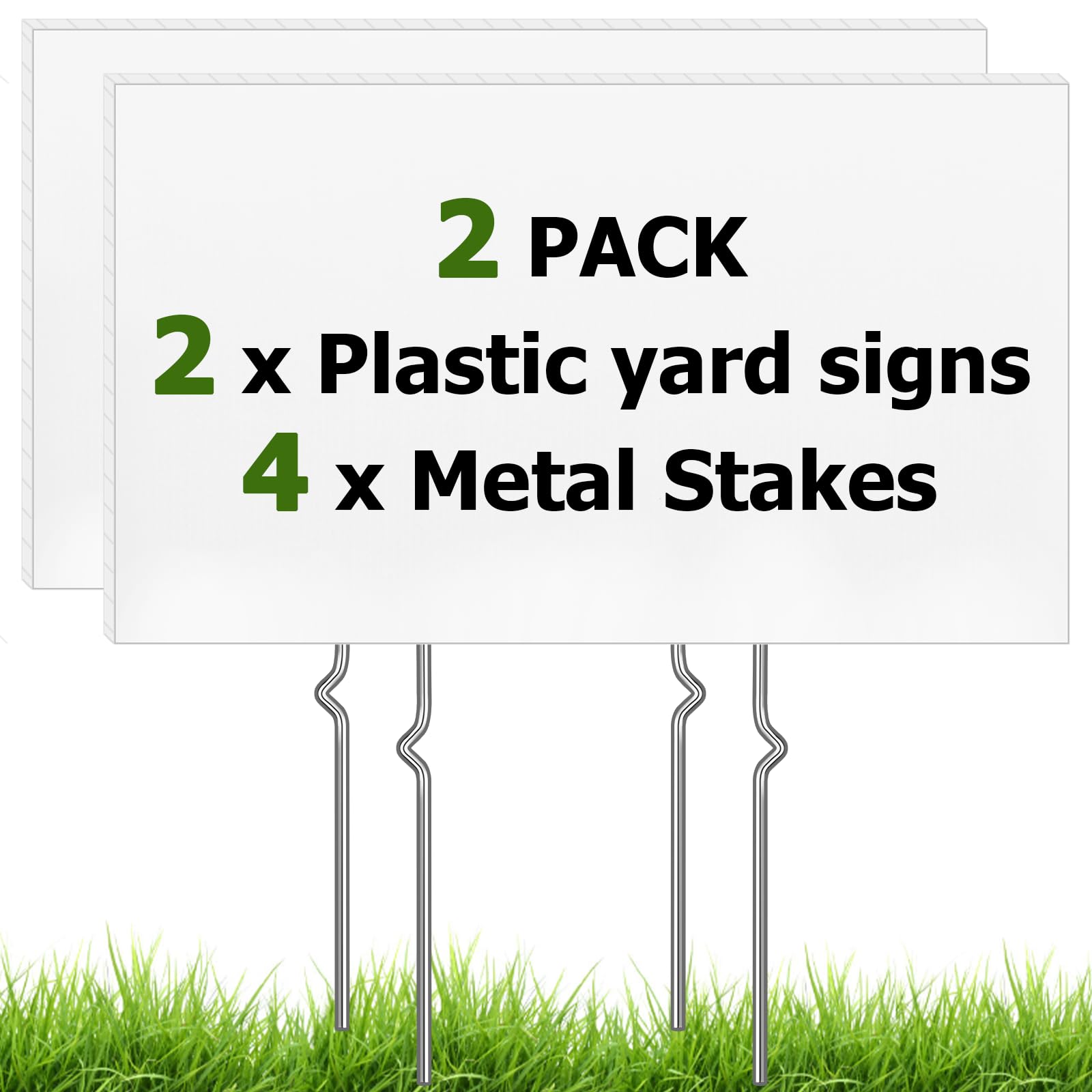 Gtongoko Blank Yard Signs MMF7 with Stakes, 2 Set 13.8 x 11 Inches