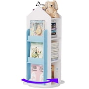 Gtouse 3 Tier Rotating Bookshelf, 360° Spinning Bookshelf, Wood Revolving Bookcase for Bedroom, Living Room