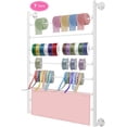 thumbnail image 1 of Gtouse 7 Tier Ribbon Storage Rack, Metal Wall Mounted Ribbon Organizer, Wire Spool Rack Organizer, White Scarf Rack, 1 of 12