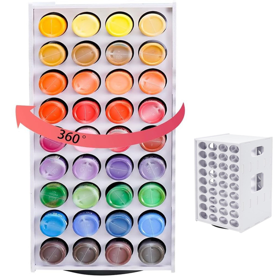 Open Box Gtouse Craft Paint Organizer, 72 Slots Rotating Paint Storage Rack, Paint Storage Tower Organizer for 2oz Bottles