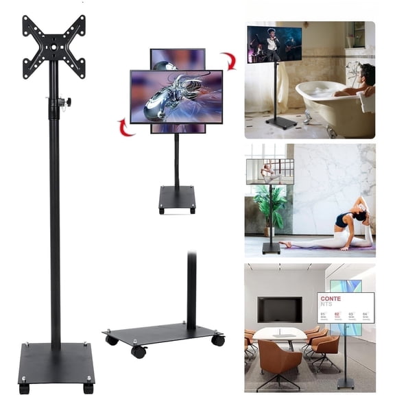 Gtouse Mobile TV Floor Stand for 12-43 inch TVs, Height Adjustable Rolling Floor Stand TV Mount with Wheels