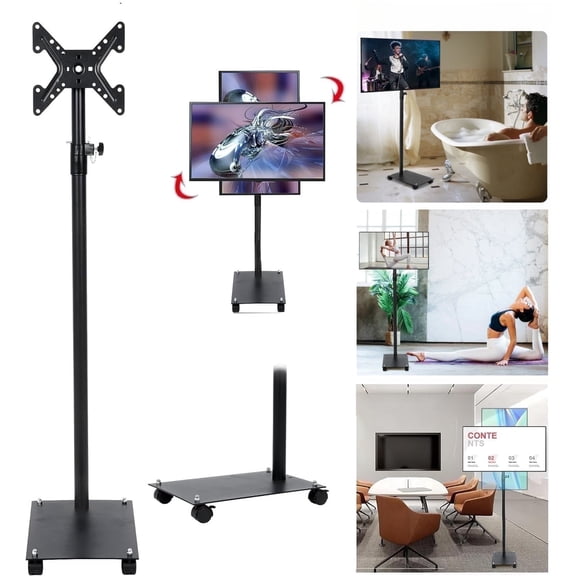 Gtouse Mobile TV Floor Stand for 12-43 inch TVs, Height Adjustable Rolling Floor Stand TV Mount with Wheels