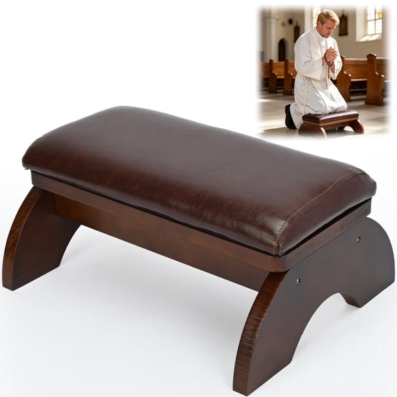 Gtouse Prayer Bench Kneeler, Wooden Kneeling Stool with Cushion, Padded Prayer Kneeler for Home and Church, 15.7" x 12.4" x 6.88"