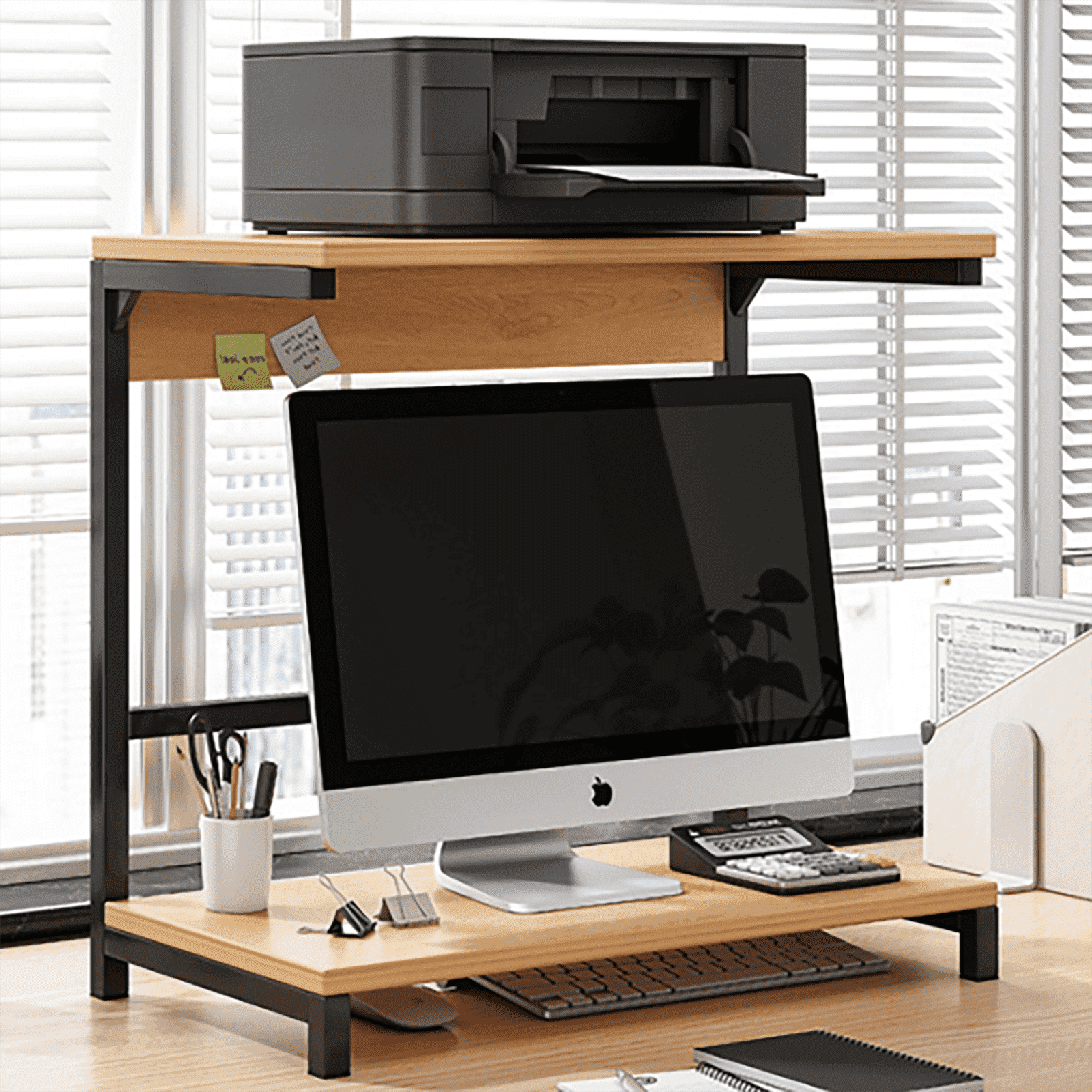 Walmart discounts of Gtouse Printer Stand for Desk 2 Tiers Multi-Purpose Monitor Laptop Computer Stand Office Organization Shelves