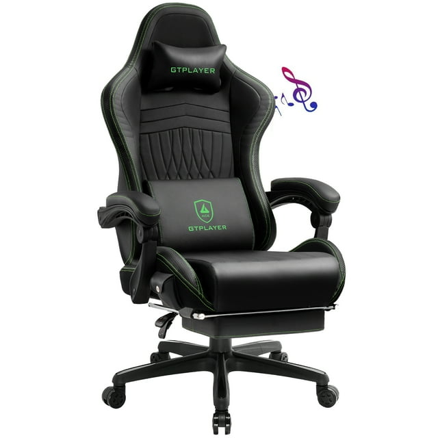 GTPLAYER Gaming Chair with Footrest Bluetooth Speakers, Adjustable