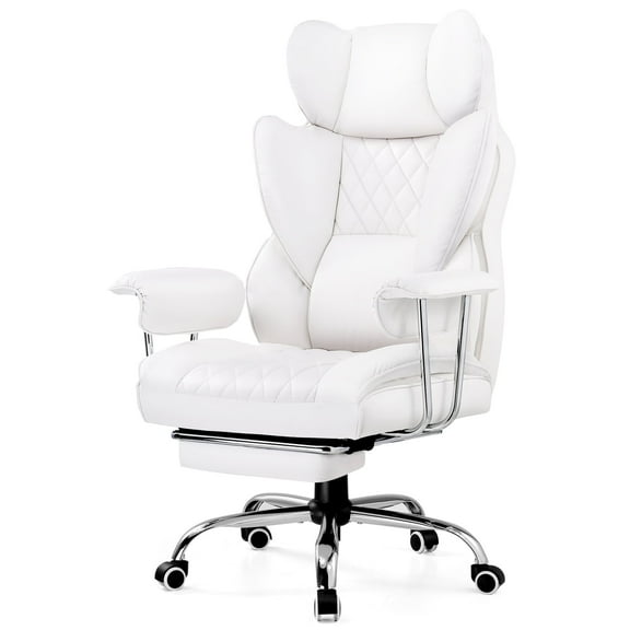 GTRACING Ergonomic Executive Cozy Fabric Gaming Office Chair with Footrest, White