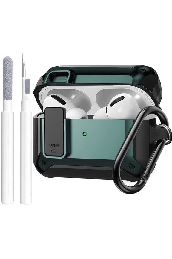 for AirPods Pro 2 / 1 Case Cover with Lock Clip Keychain, Apple Air Pod Pro 2nd / 1st Generation Hard Protective Shell with Carabiner & Cleaner kit (Charing Case & EarBuds Not Included)