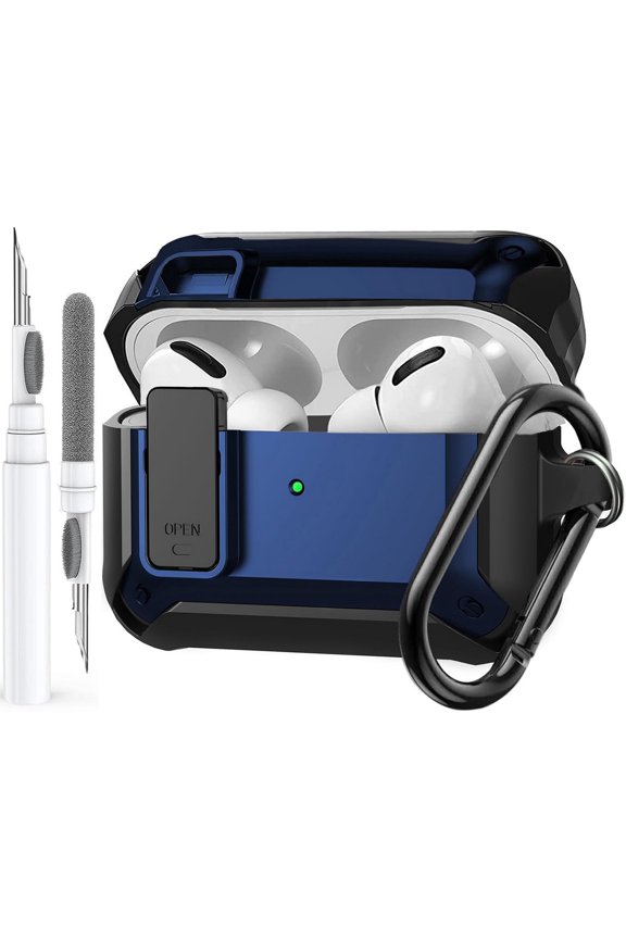 for AirPods Pro 3 Case Cover with Lock Clip Keychain, Apple Air Pod Pro 3rd Generation Hard Protective Shell with Carabiner & Cleaner kit (Charing Case & EarBuds Not Included)