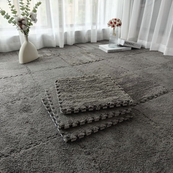 GtuiBugt Carpet Squares Puzzle Mat Plush Interlocking Foam Anti Slip 20 Pack 11.8 x 11.8 Inch