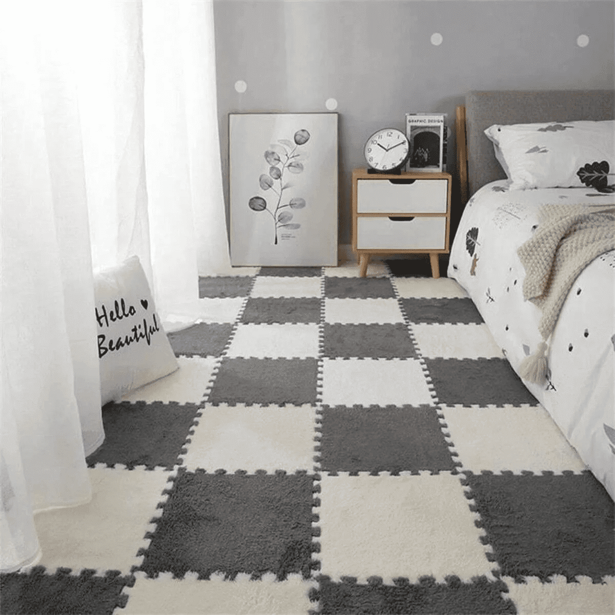 GtuiBugt Carpet Squares Puzzle Mat Plush Interlocking Foam Anti Slip 20 Pack 11.8 x 11.8 Inch