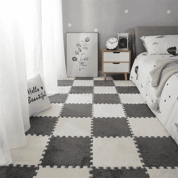 GtuiBugt Carpet Squares Puzzle Mat Plush Interlocking Foam Anti Slip 20 Pack 11.8 x 11.8 Inch