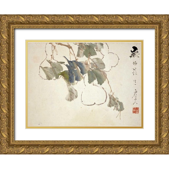 Gu, Xu 32x25 Gold Ornate Wood Framed with Double Matting Museum Art Print Titled - Gourds