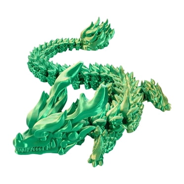 3D Printed Crystal Clear Articulated Dragon Action Figure - Flexible Fidget Toy, 18in Long - Fantasy Desktop Decor