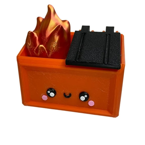 GuFamilya 3D Printed Dumpster Fire Desk Figurine, Funny Dumpster Fire Desk Accessories, Dumpster Fire Pen Holder Gag Gifts For Family Friends Coworkers