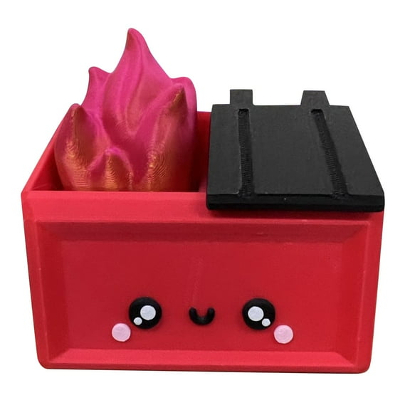 GuFamilya 3D Printed Dumpster Fire Desk Figurine, Funny Dumpster Fire Desk Accessories, Dumpster Fire Pen Holder Gag Gifts For Family Friends Coworkers