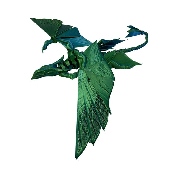 GuFamilya 3D Printed Flying Dragon, Articulated Model, Flexible Animal Flying Dragon Figurine, 3D Printed Items Cheap, Stress Relief, Restlessness Relief Green