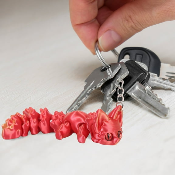 GuFamilya 3D Printed Keychain Pendant With Movable Tail, Creative Ornaments, Pendant Decoration, Ornaments Red