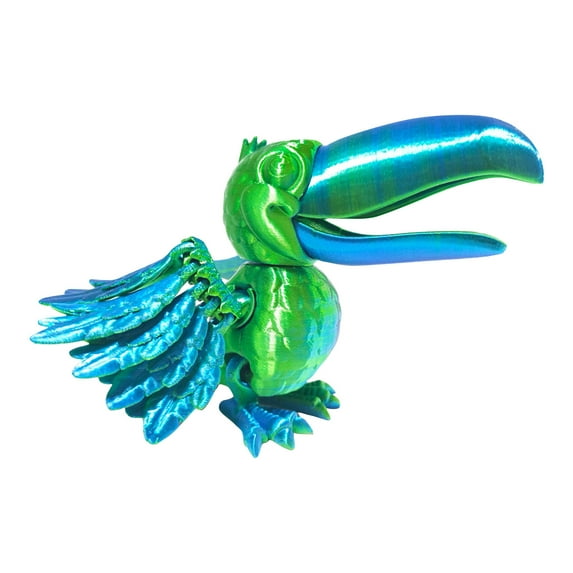 GuFamilya 3D Printed Parrot, Cute Giant Beak Parrot Toy, 3D Cute Parrot, Cute Joint Movable Bird Toy, Doll Woodpecker, Colorful Bird Craft Ornaments C