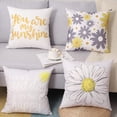 thumbnail image 1 of GuJiaHone White Summer Pillow Covers - 18 x 18 Inch Linen Pillow Cover - Decorative Cushion Case for Spring Set of 4, 1 of 5