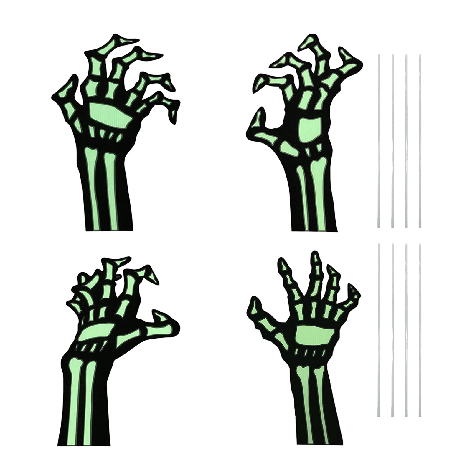 GuLuBin Garden Flag Holder Stand Bulk Yard Signs with Stakes Glow In The Dark Skeleton Hands