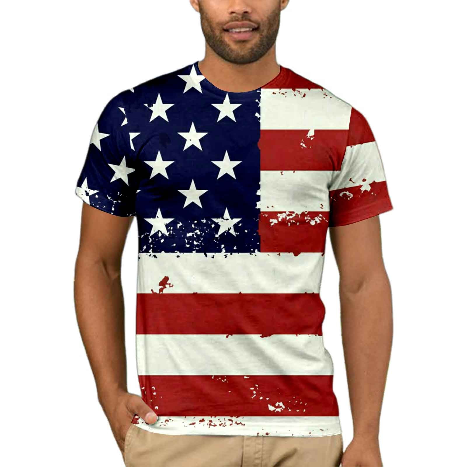 GuLuBin Mod Bod Tops Mens Independence Day Holiday T Shirt Red White ...