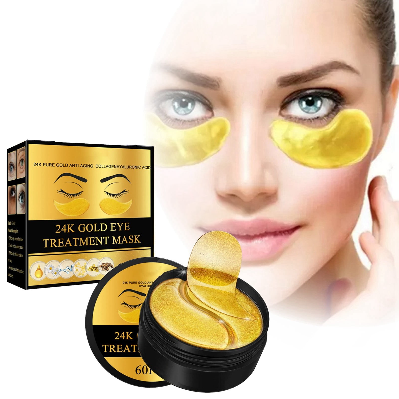 GuLuBin Tanning Bed Goggles Gold Eye Diminish Under Eye Bags Firming