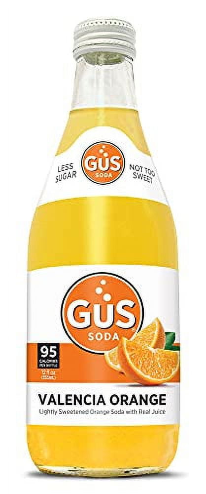 GuS Grown-Up Soda | Lightly Sweetened Sodas with Real Juices | 12 Fl Oz (Pack of 24) (Dry Valencia Orange)