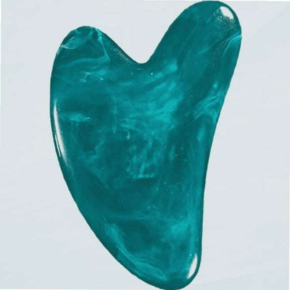 Gua Sha Facial Tool - Natural Jade Stone Board for SPA Acupuncture Therapy Trigger Point Treatment - Heart Shape Jade Trigger Point Treatment on Face -Dark Blue