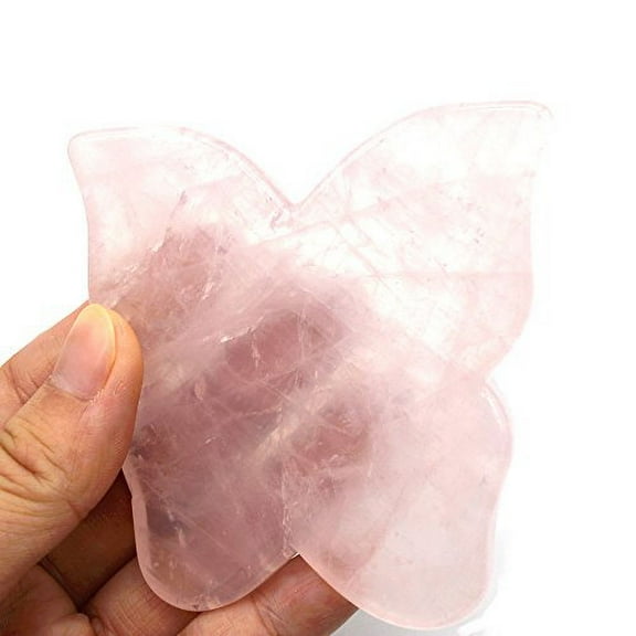 Gua Sha Guasha Board Face Massage Jade, Butterfly Shape Guasha Board Natural Rose Quartz, Hand Made Gua Sha Board, Ultra Smooth Edge Scraping Massage Tool, Gua Sha Guasha Stone