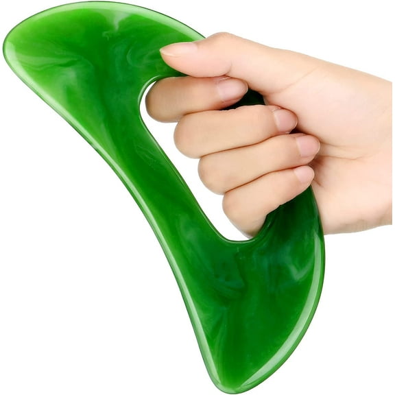 Gua Sha Massage Tool with Handle Resin Massage Tools Lymphatic Drainage Massager Body Shaping Gua Sha Tools for Full Body Men Women Birthday Festival Holiday Present (Green)