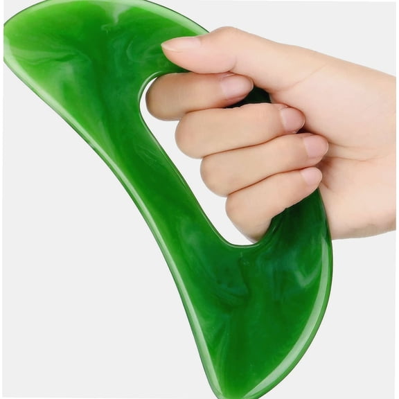 Gua Sha Massage Tool with Handle Resin Massage Tools Lymphatic Drainage Massager Body Shaping Gua Sha Tools for Full Body Men Women Birthday Festival Holiday Present (Green)
