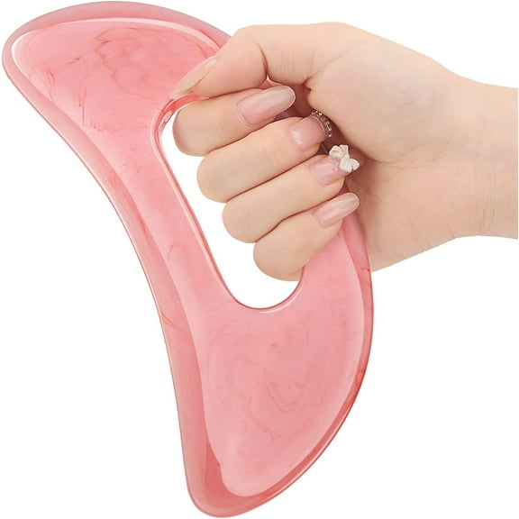 Gua Sha Massage Tool with Handle Resin Massage Tools Lymphatic Drainage Massager Body Shaping Gua Sha Tools for Full Body Men Women Birthday Festival Holiday Present (Pink)