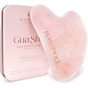 Plantifique Rose Quartz Gua Sha Facial Tool, Face Massager for Lymphatic Drainage