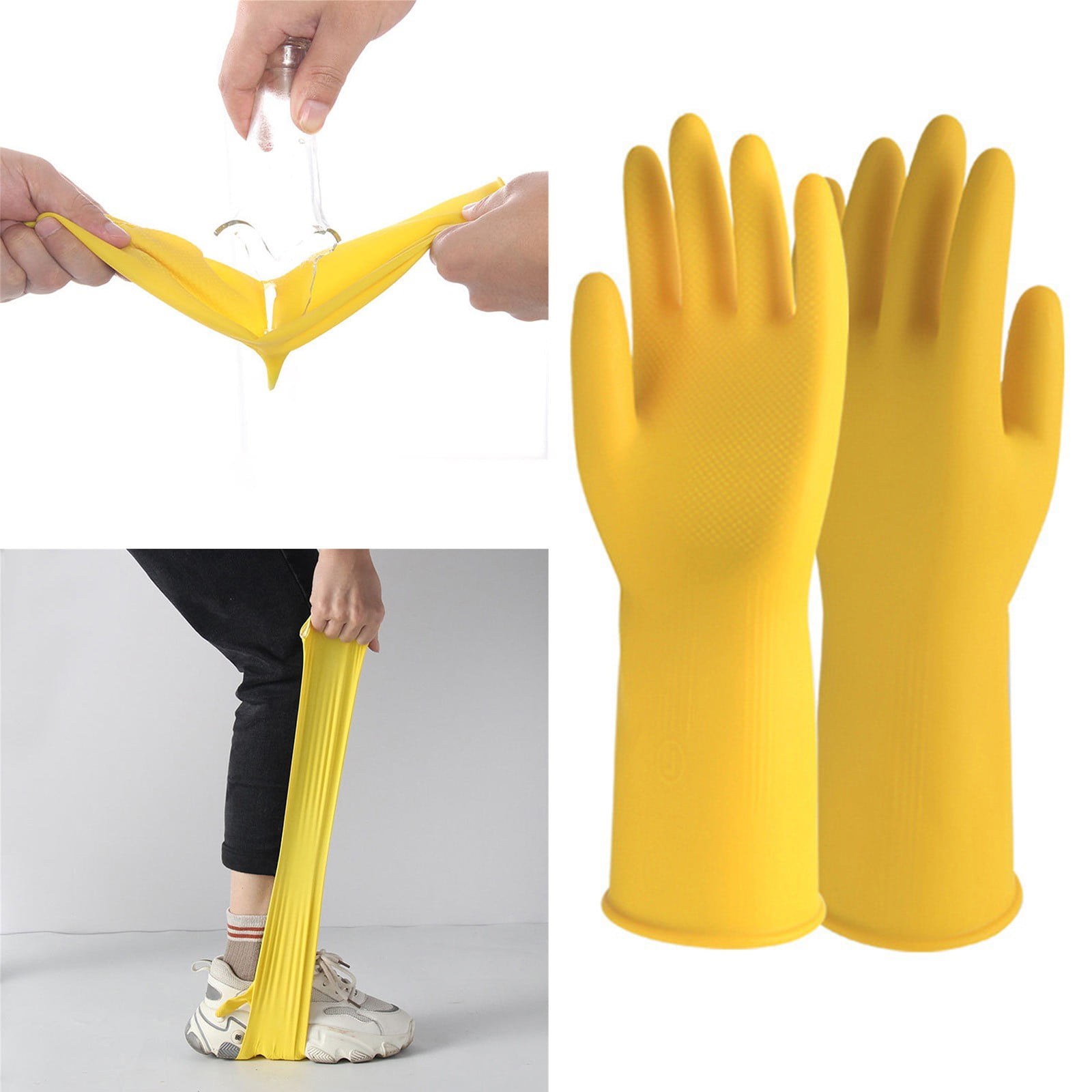 GuaLeg Dishwashing Gloves 11 Inches Extra Large Rubber Gloves Yellow