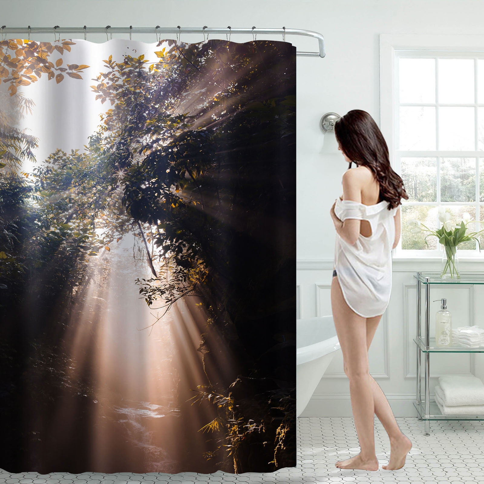 GuaLeg Shower Curtain 70x70 Inch With 12 Plastic Hooks Waterproof