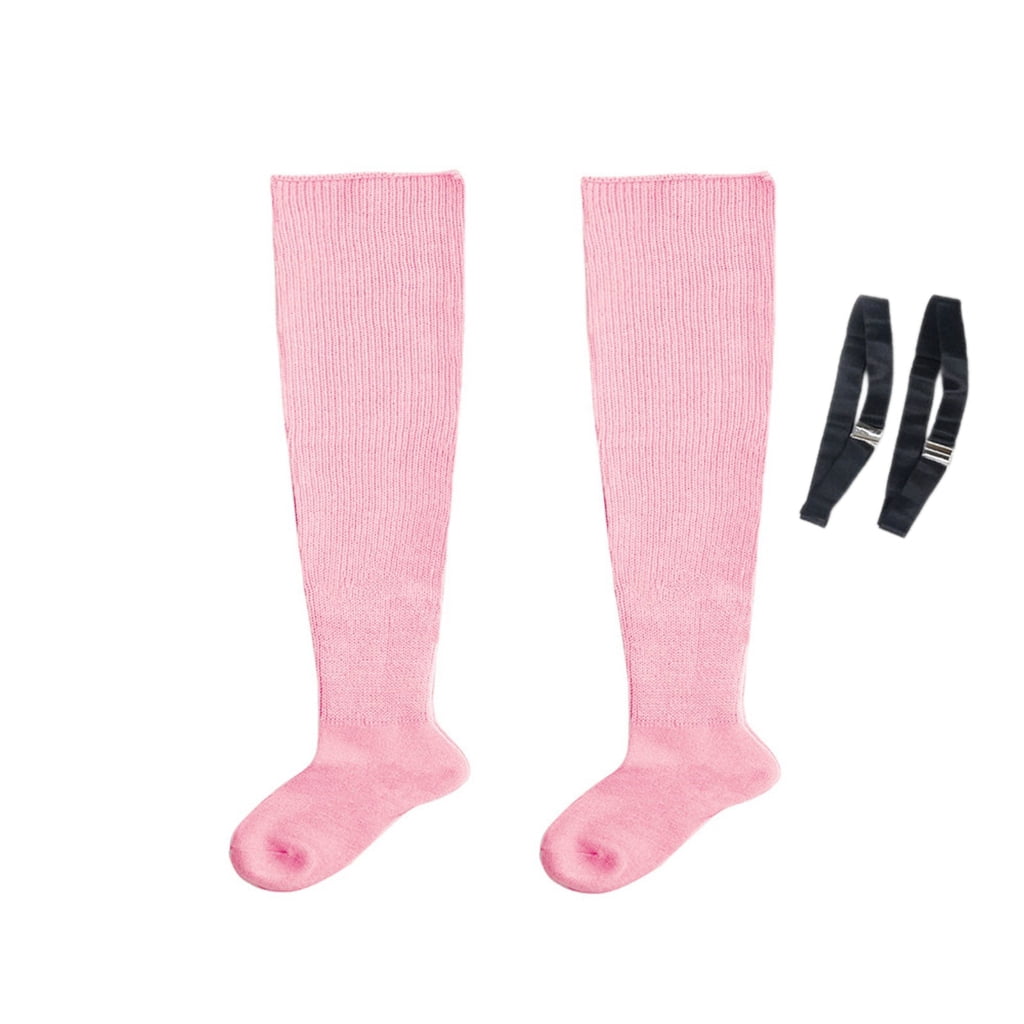 Plus Size Thigh High Socks For Thick Thighs - 34 Inch Length, Striped, With Garter Belts
