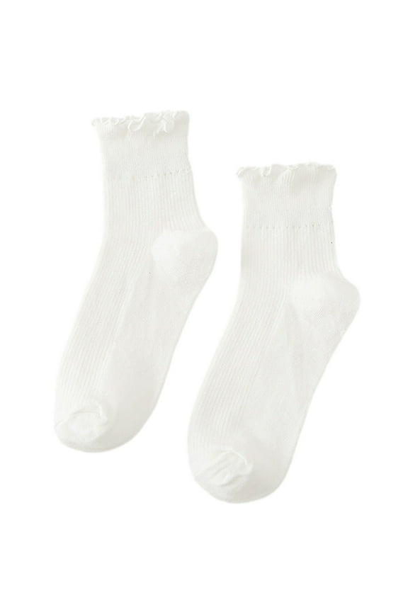 Sock,Womens Socks,Ruffle Turn-Cuffs Short Socks Casual Ankle Socks Breathable Cotton Bootie Socks Sweet Frilly Socks