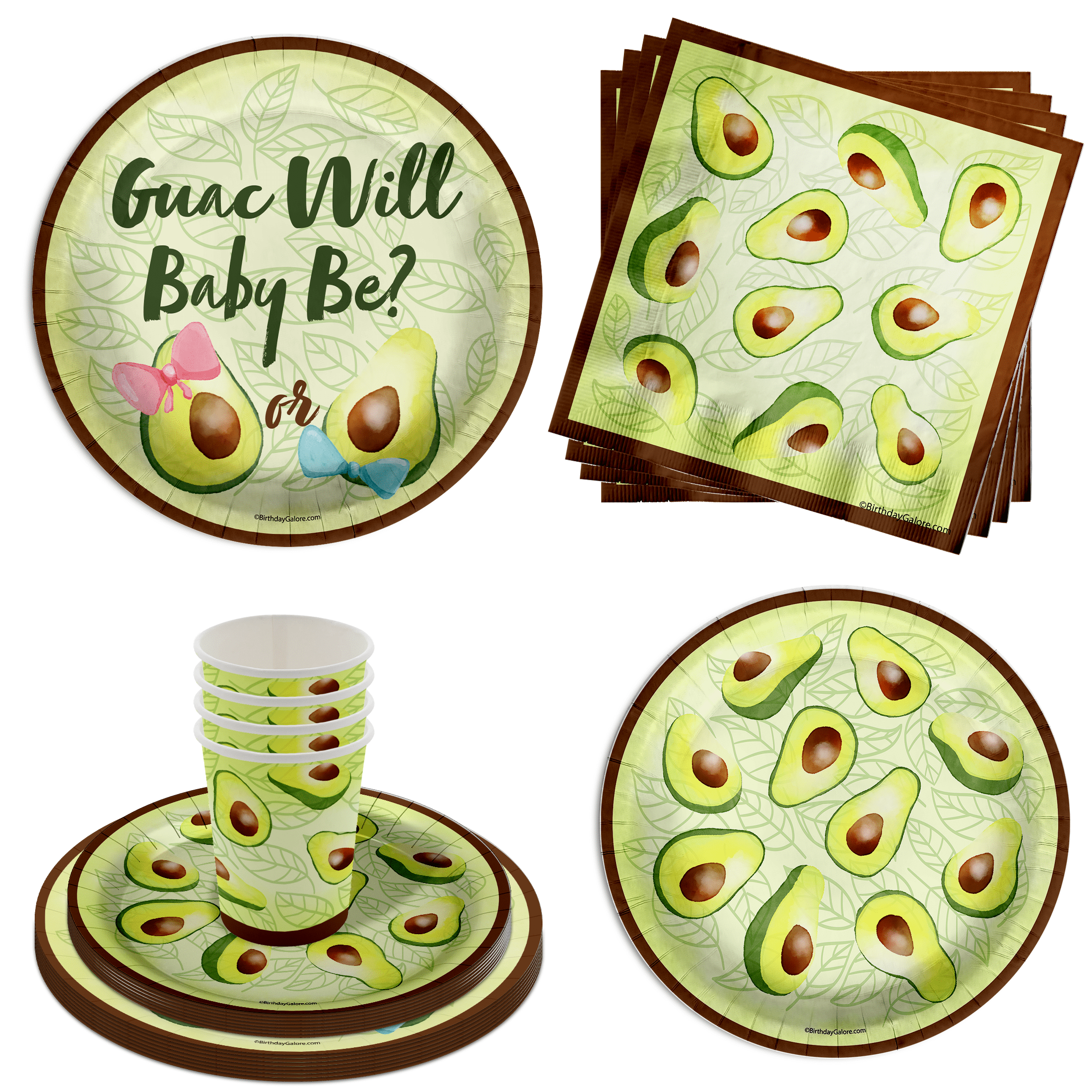 Guac Will Baby Be? Avocado Gender Reveal Party Tableware Set