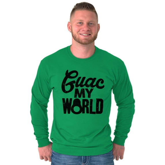 Guac World Guacamole Avocado Foodie Long Sleeve TShirt Men Women Brisco Brands 2X